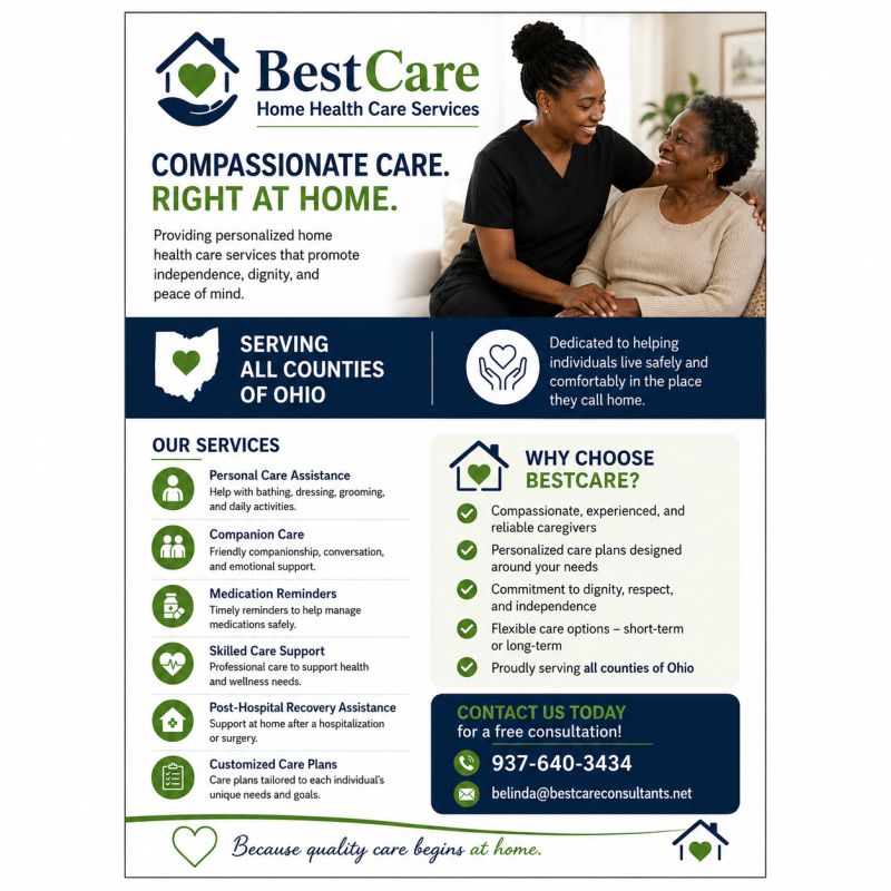 A BestCare caregiver sharing a warm moment with an older adult at home